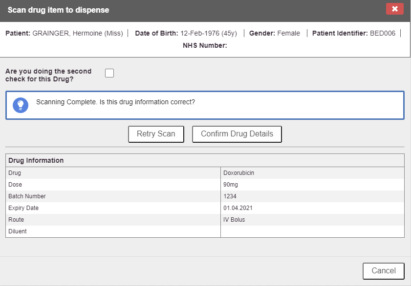 Pharmacy QR Labels Generating a barcoded label Dispensing / Releasing